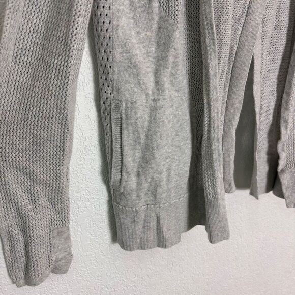 Lululemon Grey Open Hooded Cardigan Slit Back Sweater - Picture 5 of 10
